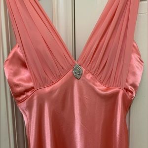 Salmon Pink  Satin Formal Gown
